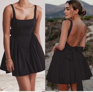 House of CB Black Mini Dress with Open Back and Bow